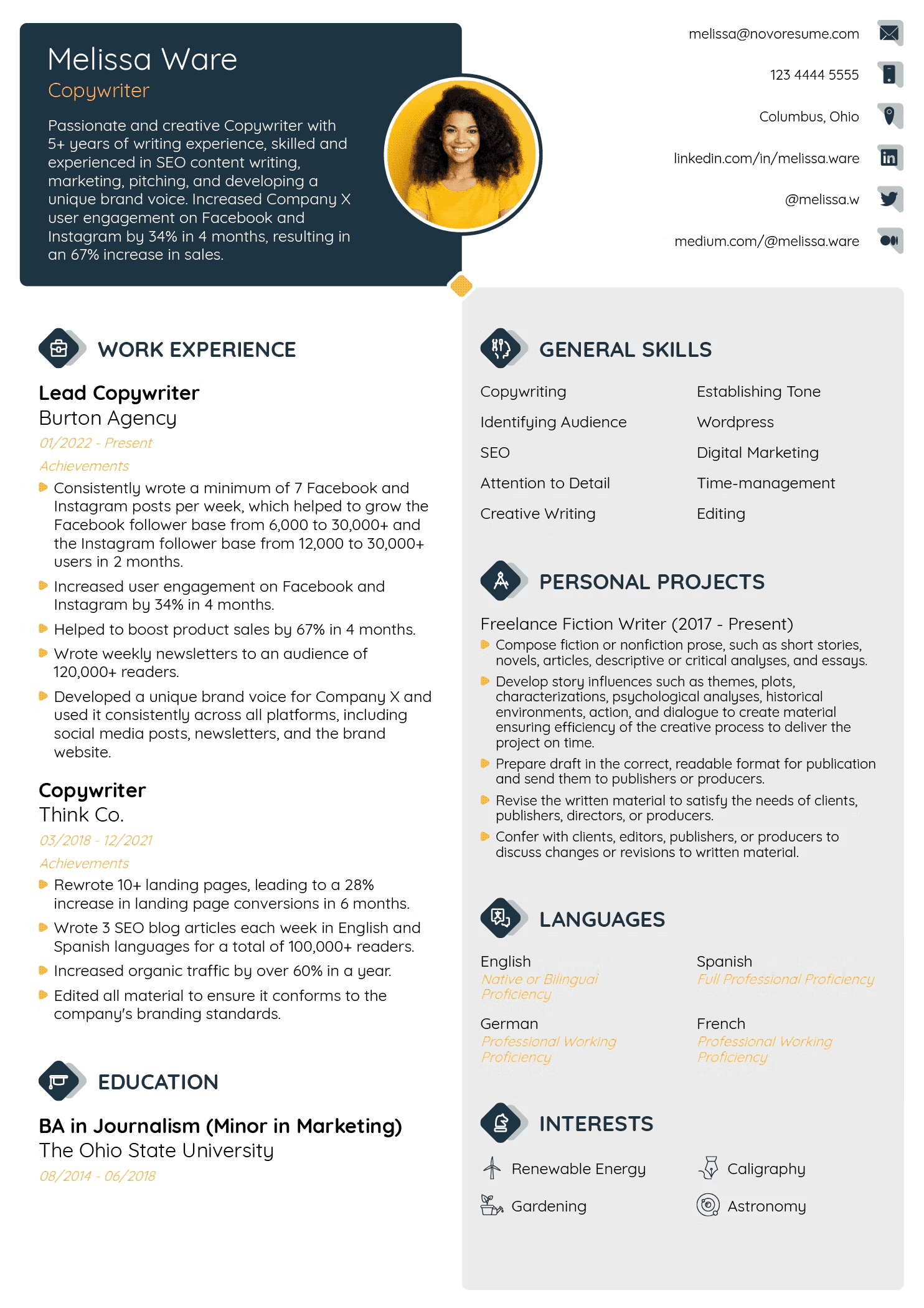 Resume preview